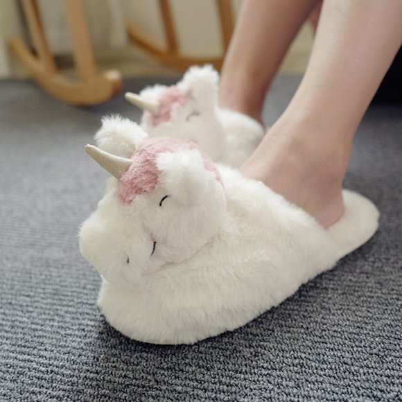 Faux Fur Memory Foam Unicorn Animal House Slipper - Picture 2 of 4